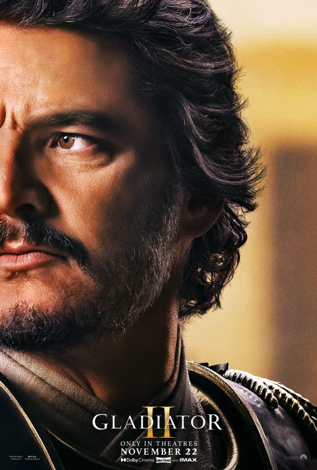 Pedro Pascal as Marcus Acacius in Gladiator II.